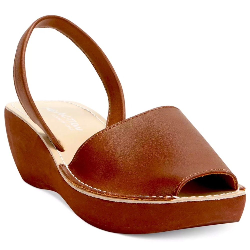 NEW. Kenneth Cole Reaction Women's Fine Glass Wedge Sandals Brown Sz 7